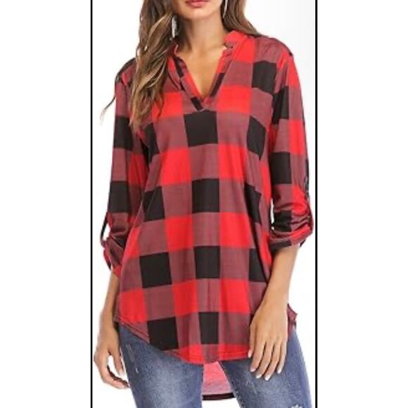St. Jubileens Tops - St. Jubileens Women 3/4 Sleeve Plaid Shirt Size L